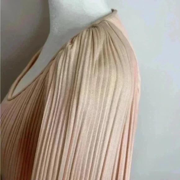 Vintage 70s Marita By Anthony Muto Gown Size 12 Deadstock NWT Peach Pleated - Picture 13 of 15